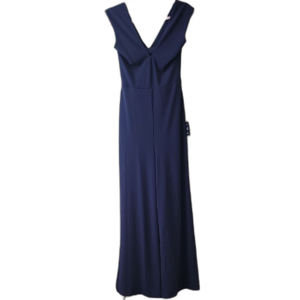 Lulu's Navy Dramatic Crossback Jumpsuit